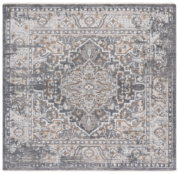 Safavieh Finley Traditional Style Runner Rug - Elegant Soft Polyester Design For Hallways And Narrow Spaces Dark Grey ,Beige Polyester Fin306f-7sq