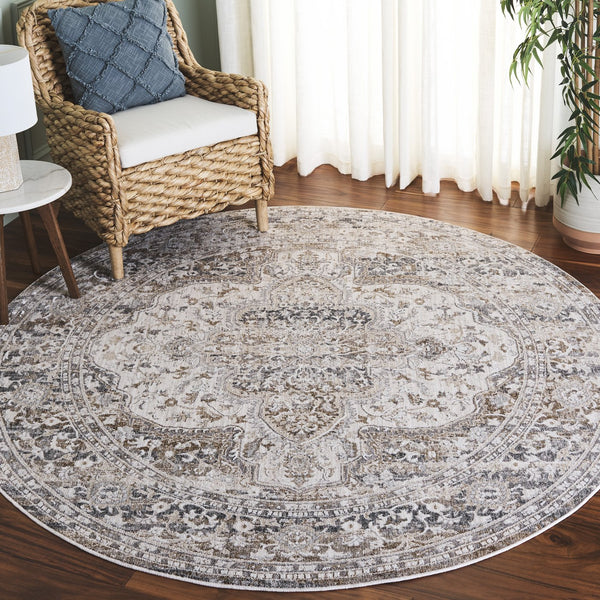 Safavieh Finley Elegant Runner Rug - Timeless Turkish Design For Hallways And Foyers, Soft & Stylish Touch Beige ,Grey Polyester Fin308b-7r
