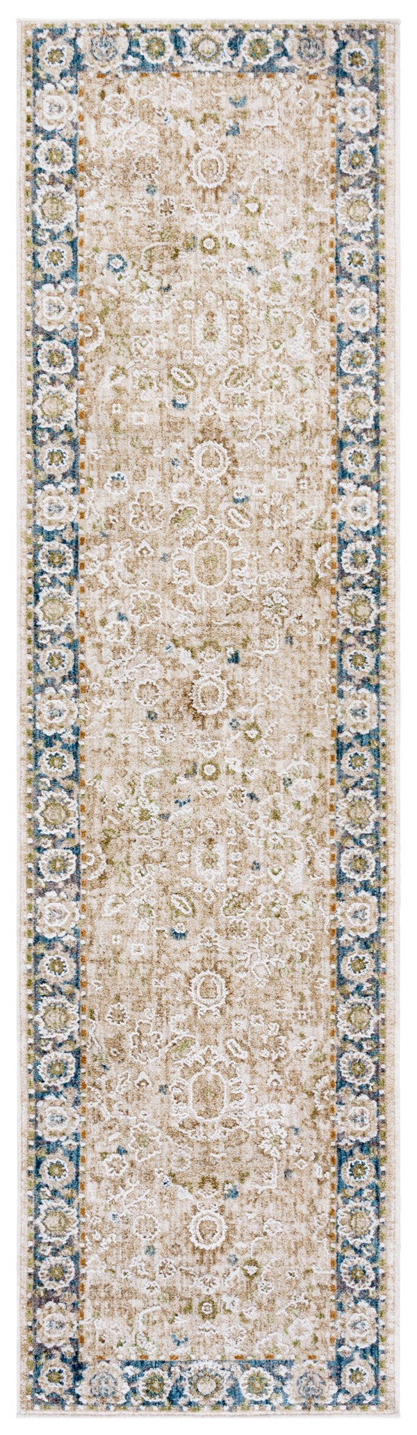 Safavieh Finley Elegant Traditional Runner Rug - Soft Polyester, Power Loomed, Classic Grey/Beige Charm For Home Blue ,Beige Polyester Fin316m-28