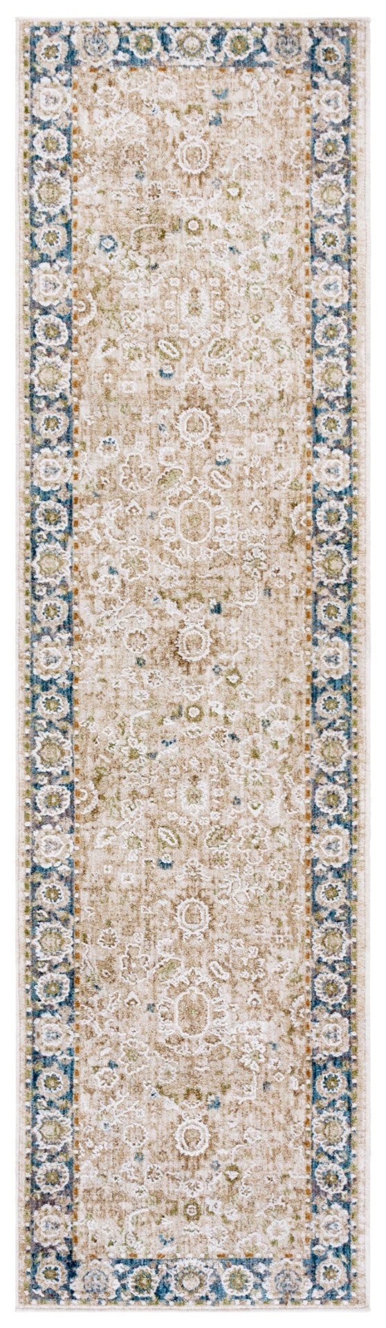Safavieh Finley Elegant Runner Rug In Grey And Beige - Traditional Charm For Hallways & Narrow Spaces Blue ,Beige Polyester Fin316m-8