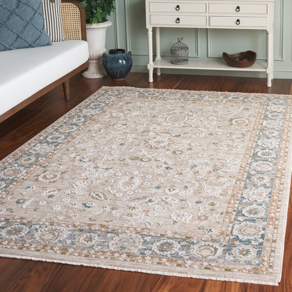 Safavieh Finley Elegant Traditional Runner Rug - Soft Polyester, Power Loomed, Classic Grey/Beige Charm For Home Blue ,Beige Polyester Fin316m-5