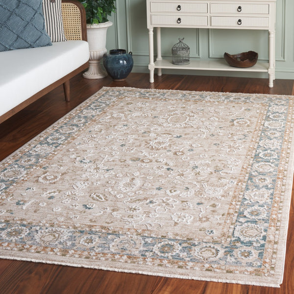 Safavieh Finley Elegant Runner Rug In Grey And Beige - Traditional Charm For Hallways & Narrow Spaces Blue ,Beige Polyester Fin316m-8