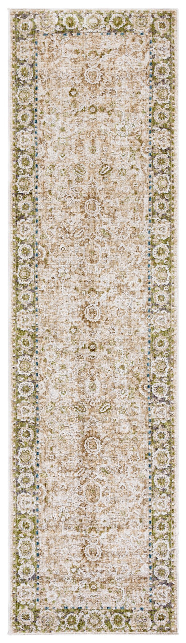 Safavieh Finley Elegant Traditional Runner Rug - Soft Polyester, Power Loomed, Classic Grey/Beige Charm For Home Green ,Beige Polyester Fin316y-28