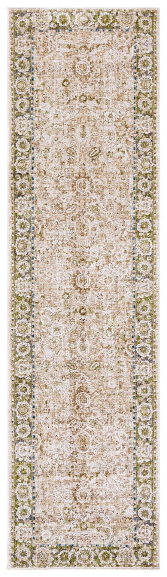 Safavieh Finley Elegant Runner Rug In Grey And Beige - Traditional Charm For Hallways & Narrow Spaces Green ,Beige Polyester Fin316y-4