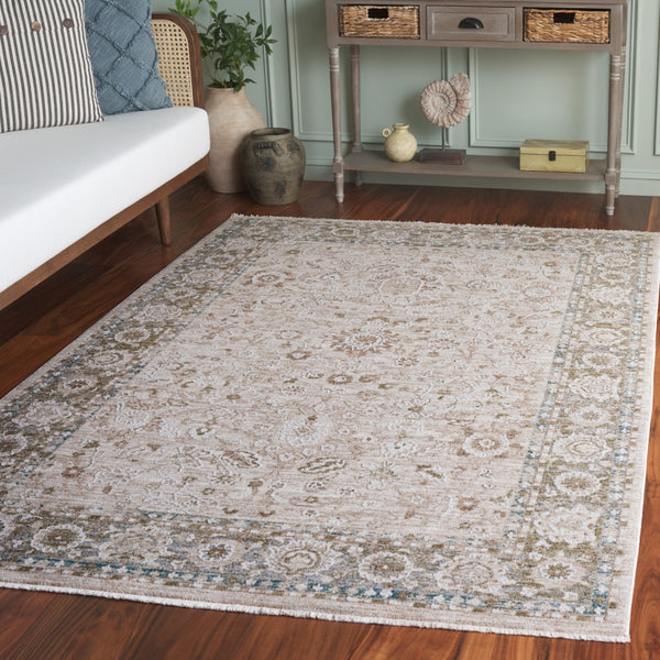Safavieh Finley Elegant Runner Rug In Grey And Beige - Traditional Charm For Hallways & Narrow Spaces Green ,Beige Polyester Fin316y-4