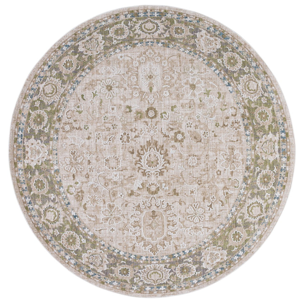 Safavieh Finley Elegant Traditional Runner Rug - Soft Polyester, Power Loomed, Classic Grey/Beige Charm For Home Green ,Beige Polyester Fin316y-7r