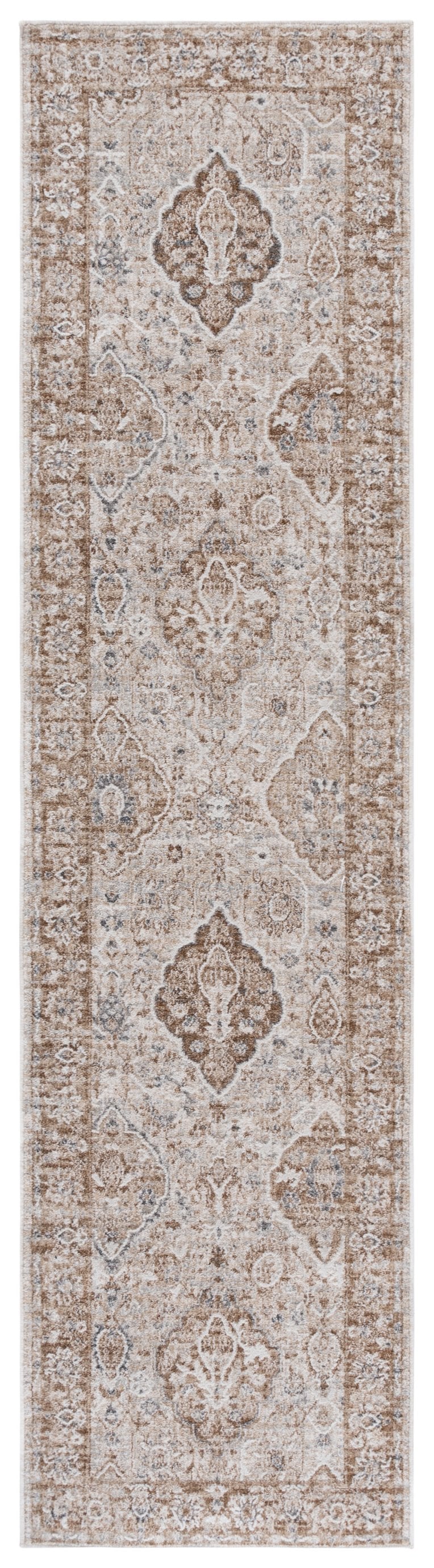 Safavieh Finley Elegant Runner Rug - Stylish Power Loomed Design For Hallways, Traditional & Modern Spaces Brown ,Grey Polyester Fin318t-28