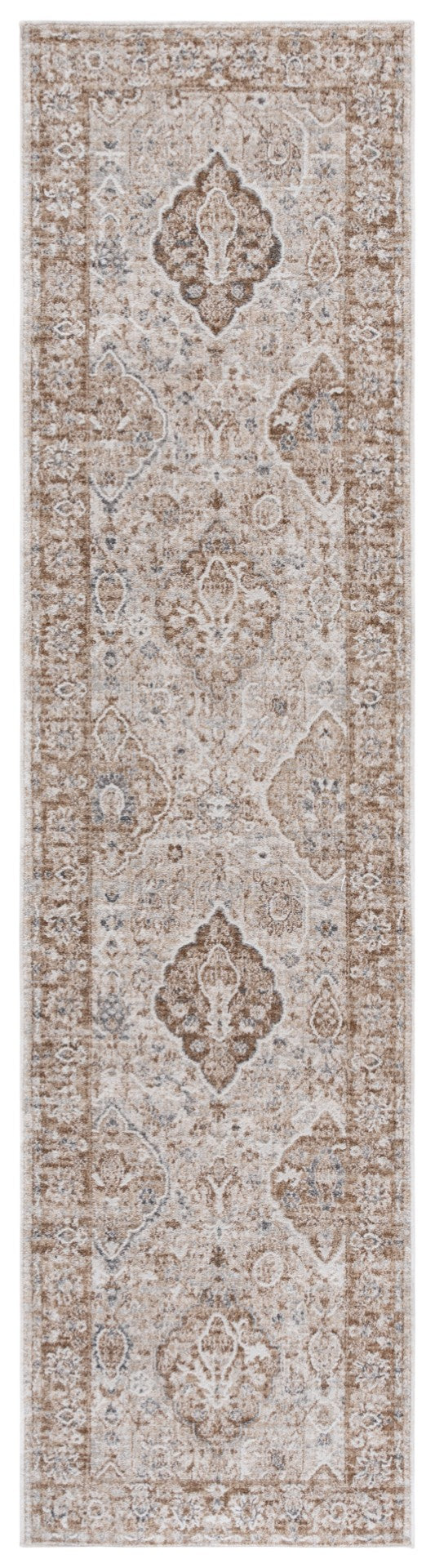 Safavieh Finley Elegant Traditional Runner Rug – Luxurious Polyester, Perfect For Hallways And Long Spaces Brown ,Grey Polyester Fin318t-4