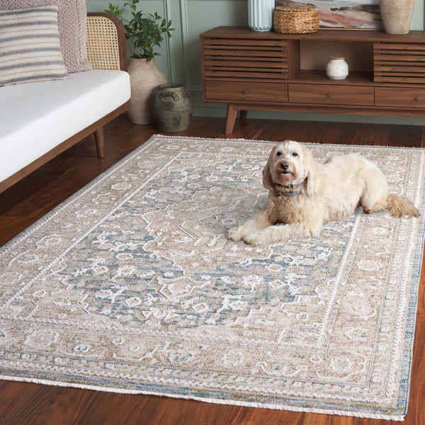 Safavieh Finley Elegant Traditional Runner Rug In Durable Polyester, Perfect For Hallways And Narrow Spaces Blue ,Beige Polyester Fin324m-4