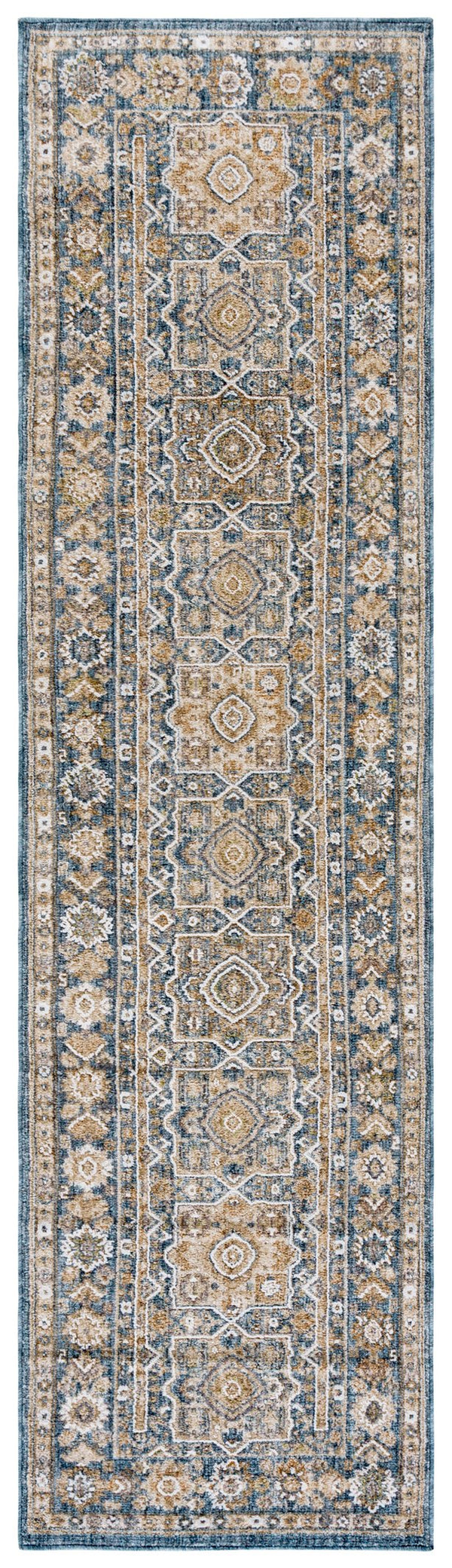 Safavieh Finley Traditional Runner Rug - Power Loomed Polyester, Elegant Design For Hallways And Bedrooms Blue ,Beige Polyester Fin328m-28
