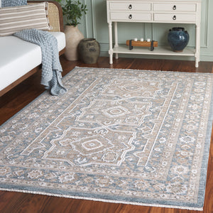 Safavieh Finley Traditional Runner Rug - Power Loomed Polyester, Elegant Design For Hallways And Bedrooms Blue ,Beige Polyester Fin328m-5