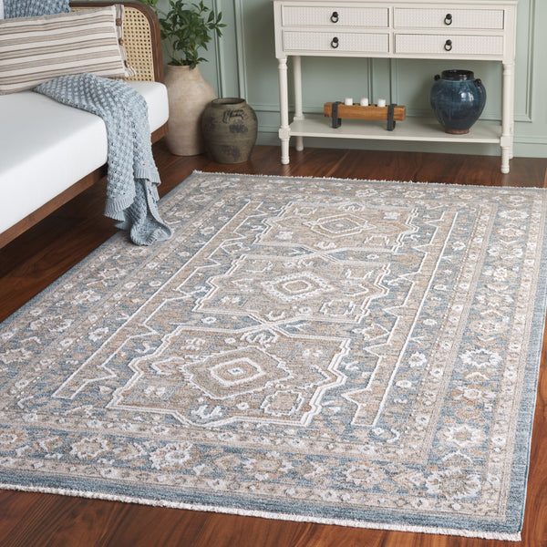 Safavieh Finley Traditional Runner Rug - Power Loomed Polyester, Elegant Design For Hallways And Bedrooms Blue ,Beige Polyester Fin328m-5