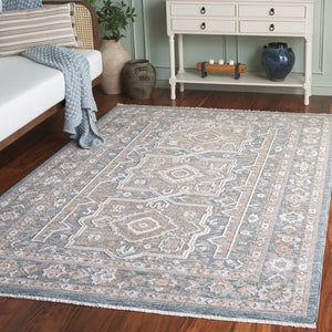 Safavieh Finley Stunning Power Loomed Rug In Elegant Traditional Style For Timeless Home Décor Appeal Blue ,Beige Polyester Fin328m-4