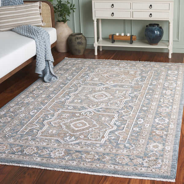 Safavieh Finley Stunning Power Loomed Rug In Elegant Traditional Style For Timeless Home Décor Appeal Blue ,Beige Polyester Fin328m-4