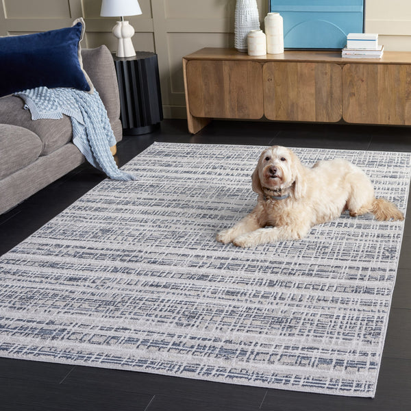 Safavieh Flint Low-Profile Blue & Gray Area Rug 5'3"X7'6" — Power-Loomed Turkey, Stain-Resistant, Modern Elegance FIT400M-5