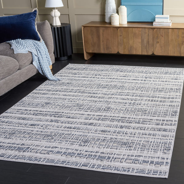 Safavieh Flint Low-Profile Blue & Gray Area Rug 5'3"X7'6" — Power-Loomed Turkey, Stain-Resistant, Modern Elegance FIT400M-5