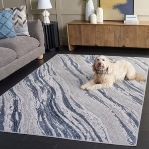 Safavieh Flint Low-Profile Area Rug 5'3"X7'6" Blue Gray — Power-Loomed Turkey, Durable Jute-Latex Backing, Modern Serenity FIT402M-5