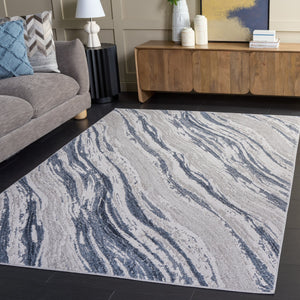 Safavieh Flint Low-Profile Area Rug 5'3"X7'6" Blue Gray — Power-Loomed Turkey, Durable Jute-Latex Backing, Modern Serenity FIT402M-5