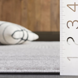 Safavieh Flint Low-Profile Grey Ivory Area Rug 5'3"X7'6" - Durable Power-Loomed Turkey, Stain-Resistant Modern Blend FIT404F-5