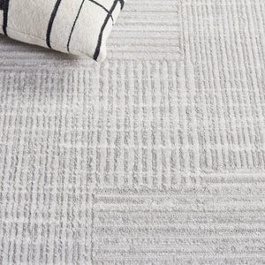 Safavieh Flint Low-Profile Grey Ivory Area Rug 5'3"X7'6" - Durable Power-Loomed Turkey, Stain-Resistant Modern Blend FIT404F-5