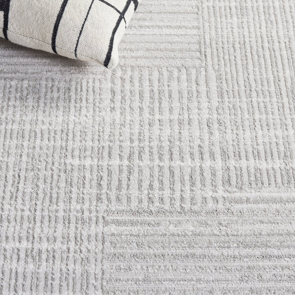 Safavieh Flint Low-Profile Grey Ivory Area Rug 5'3"X7'6" - Durable Power-Loomed Turkey, Stain-Resistant Modern Blend FIT404F-5