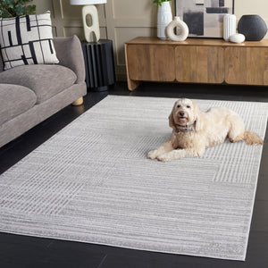 Safavieh Flint Low-Profile Grey Ivory Area Rug 5'3"X7'6" - Durable Power-Loomed Turkey, Stain-Resistant Modern Blend FIT404F-5