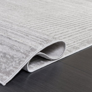 Safavieh Flint Low-Profile Grey Ivory Area Rug 5'3"X7'6" - Durable Power-Loomed Turkey, Stain-Resistant Modern Blend FIT404F-5