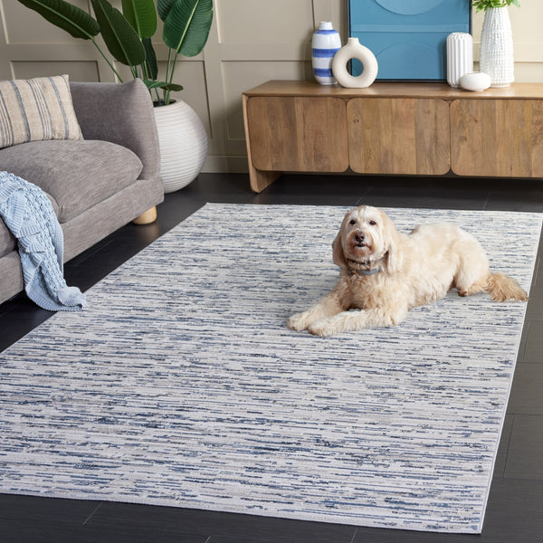 Safavieh Flint Low-Profile Area Rug 5'3" X 7'6" Blue-Grey Seamless Modern Pattern, Power-Loomed Durable Comfort FIT406M-5