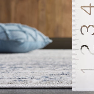 Safavieh Flint 5'3"X7'6" Grey/Blue Low-Profile Rug – Power-Loomed Turkey, 1/4" Pile, Durable Polyester Blend FIT410F-5