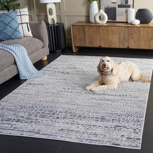 Safavieh Flint 5'3"X7'6" Grey/Blue Low-Profile Rug – Power-Loomed Turkey, 1/4" Pile, Durable Polyester Blend FIT410F-5