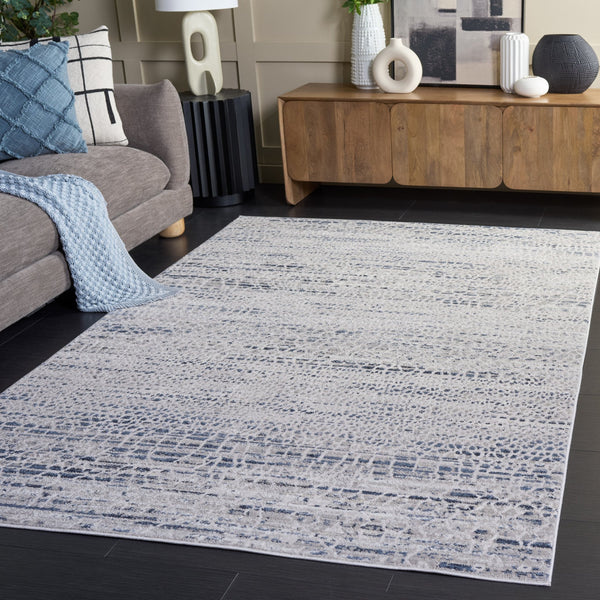 Safavieh Flint 5'3"X7'6" Grey/Blue Low-Profile Rug – Power-Loomed Turkey, 1/4" Pile, Durable Polyester Blend FIT410F-5