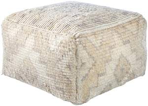 Freyja FJPF-001 14"H x 24"W x 24"D Pouf FJPF001-142424  Off-White, Ash, Slate Grey Taupe, Pearl, Khaki, Light Silver Surya
