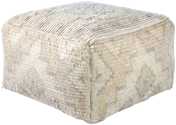 Freyja FJPF-001 14"H x 24"W x 24"D Pouf FJPF001-142424  Off-White, Ash, Slate Grey Taupe, Pearl, Khaki, Light Silver Surya