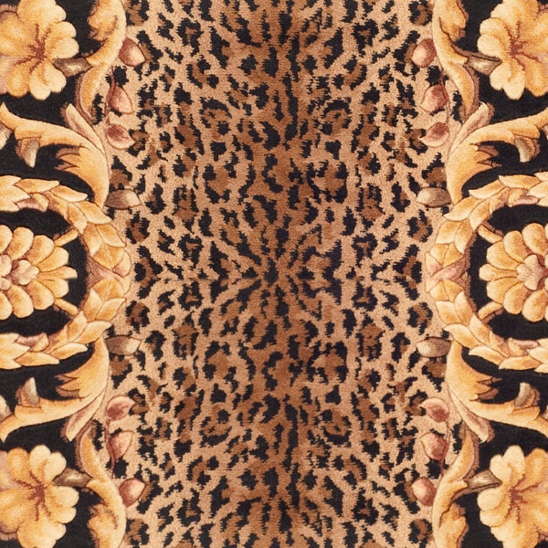 Safavieh Florence Luxurious Hand-knotted Wool Area Rug With Captivating Leopard Print And Floral Border Design Assorted Wool Pile Fl01a-8sq