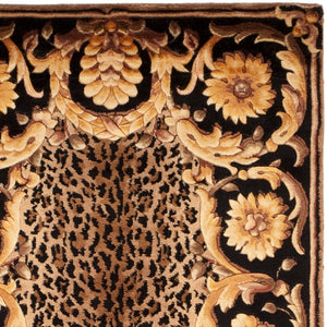 Safavieh Florence Luxurious Hand-knotted Wool Area Rug With Captivating Leopard Print And Floral Border Design Assorted Wool Pile Fl01a-8sq