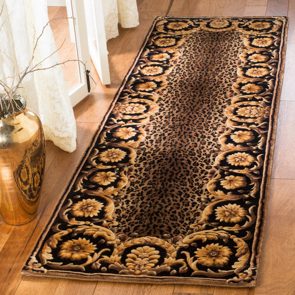 Safavieh Florence Luxurious Hand-knotted Wool Area Rug With Captivating Leopard Print And Floral Border Design Assorted Wool Pile Fl01a-8sq