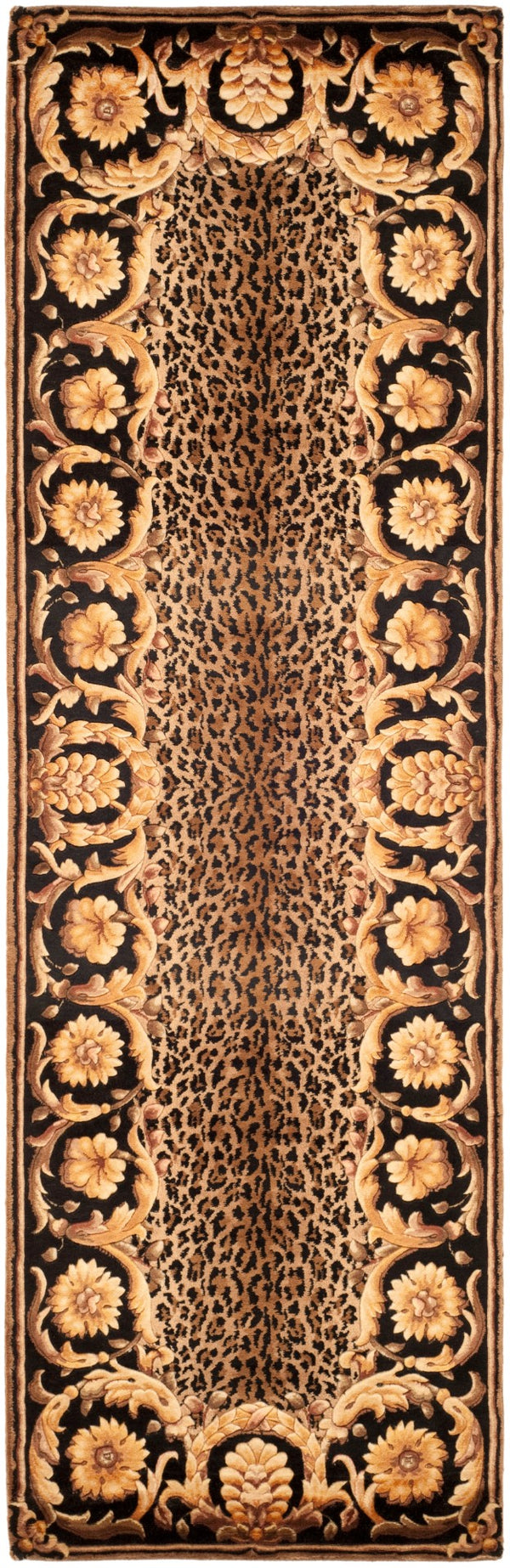 Safavieh Florence Luxurious Hand-knotted Wool Area Rug With Captivating Leopard Print And Floral Border Design Assorted Wool Pile Fl01a-8sq