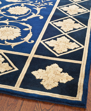 Safavieh Florence 8' X 10' Hand-knotted Wool Area Rug In Navy And Black – Luxurious Elegance For Any Room Navy ,Black Wool Pile Fl06a-8