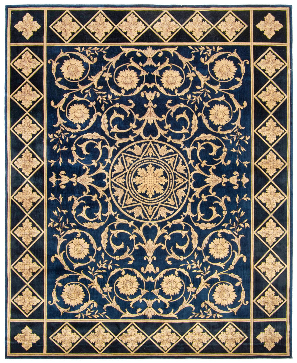 Safavieh Florence 8' X 10' Hand-knotted Wool Area Rug In Navy And Black – Luxurious Elegance For Any Room Navy ,Black Wool Pile Fl06a-8