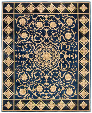 Safavieh Florence 8' X 10' Hand-knotted Wool Area Rug In Navy And Black – Luxurious Elegance For Any Room Navy ,Black Wool Pile Fl06a-8