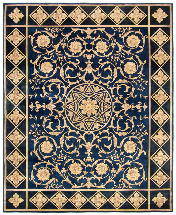 Safavieh Florence 8' X 10' Hand-knotted Wool Area Rug In Navy And Black – Luxurious Elegance For Any Room Navy ,Black Wool Pile Fl06a-8