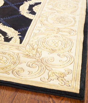 Safavieh Florence Hand-knotted Wool Area Rug - Luxurious Navy And Cream Design For Timeless Home Elegance Assorted Wool Pile Fl09a-8