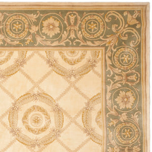 Safavieh Florence Hand-knotted Wool Area Rug - Luxurious Navy And Cream Design For Timeless Home Elegance Ivory ,Green Wool Pile Fl09c-8