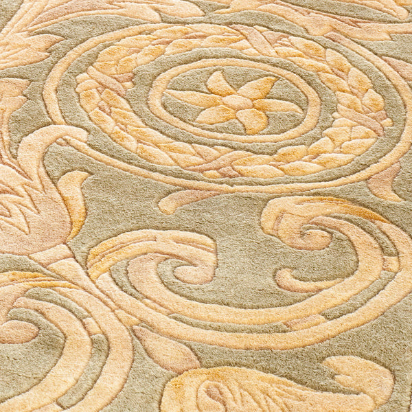 Safavieh Florence Hand-knotted Wool Area Rug - Luxurious Navy And Cream Design For Timeless Home Elegance Ivory ,Green Wool Pile Fl09c-8