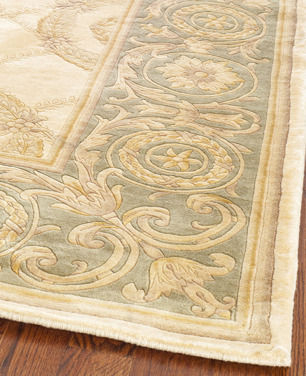 Safavieh Florence Hand-knotted Wool Area Rug - Luxurious Navy And Cream Design For Timeless Home Elegance Ivory ,Green Wool Pile Fl09c-8