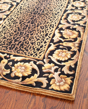Safavieh Florence Hand-knotted Wool Area Rug - Luxurious Leopard Print With Floral Border For Timeless Elegance Assorted Wool Pile Fl11a-8sq