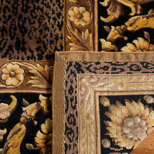 Safavieh Florence Hand-knotted Wool Area Rug - Luxurious Leopard Print With Floral Border For Timeless Elegance Assorted Wool Pile Fl11a-8sq