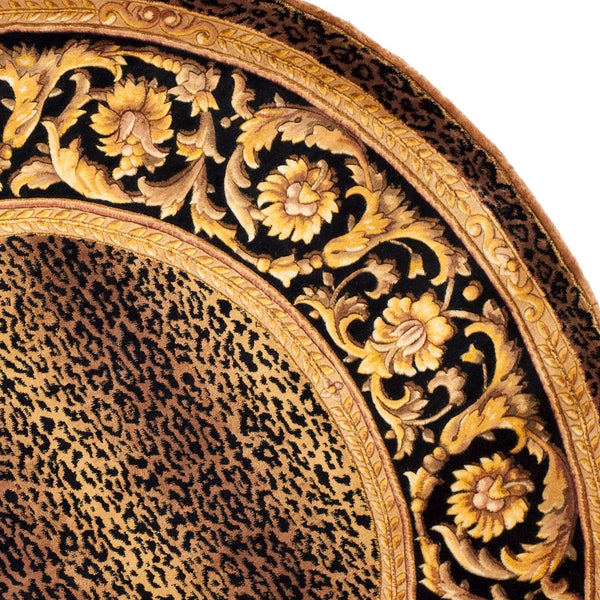 Safavieh Florence Hand-knotted Wool Area Rug - Luxurious Leopard Print With Floral Border For Timeless Elegance Assorted Wool Pile Fl11a-8sq