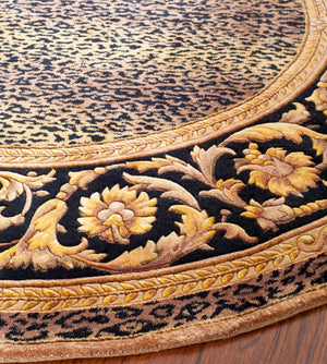 Safavieh Florence Hand-knotted Wool Area Rug - Luxurious Leopard Print With Floral Border For Timeless Elegance Assorted Wool Pile Fl11a-8sq
