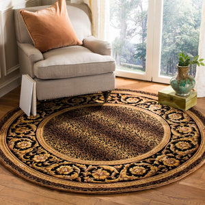 Safavieh Florence Hand-knotted Wool Area Rug - Luxurious Leopard Print With Floral Border For Timeless Elegance Assorted Wool Pile Fl11a-8sq